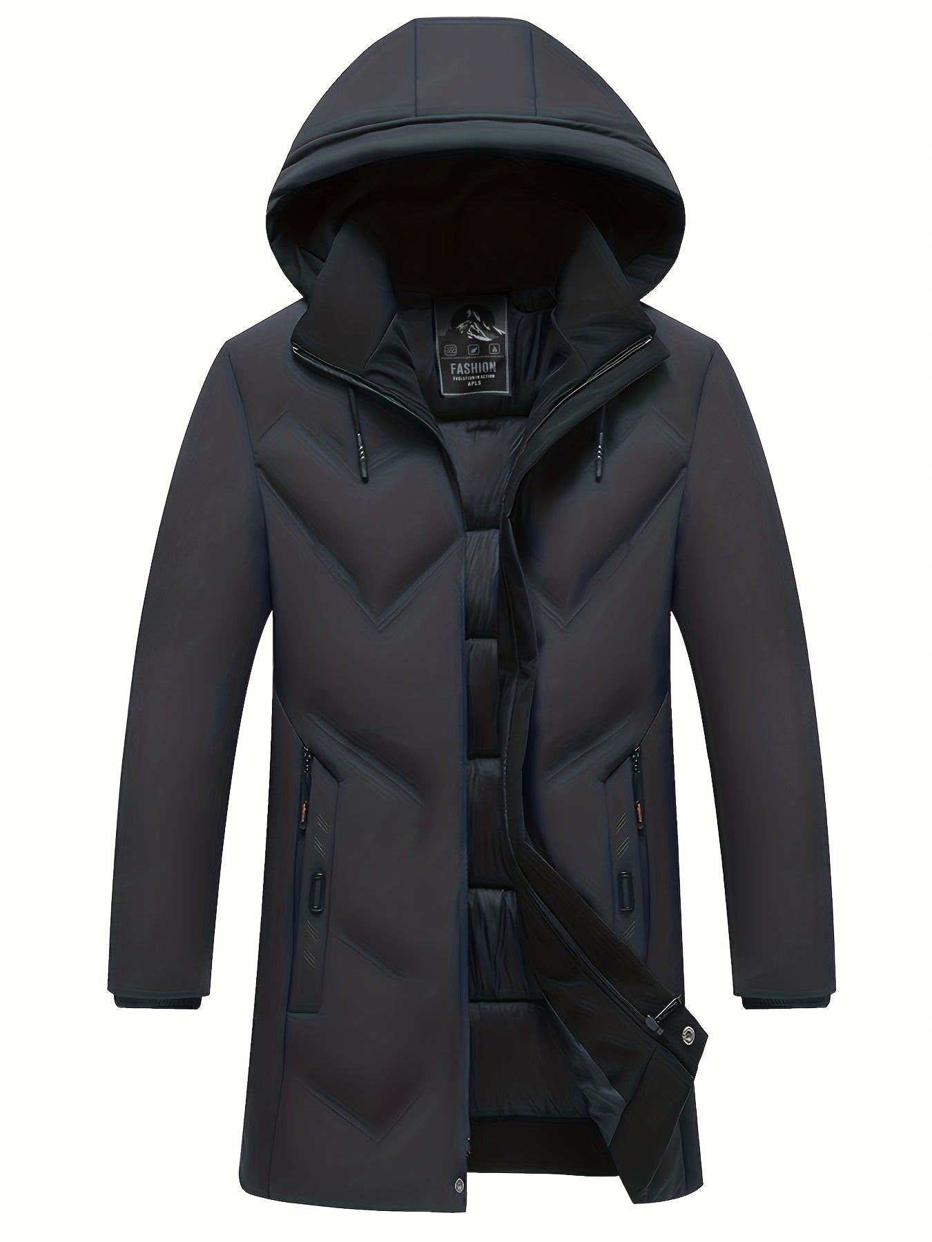 Płaszcz męski pikowany z ukośnymi przeszyciami i wewnętrznym panelem