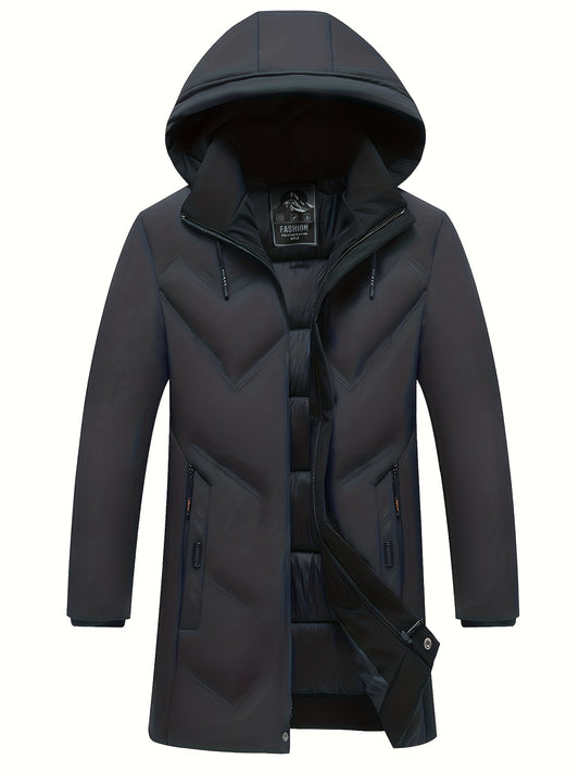 Płaszcz męski pikowany z ukośnymi przeszyciami i wewnętrznym panelem