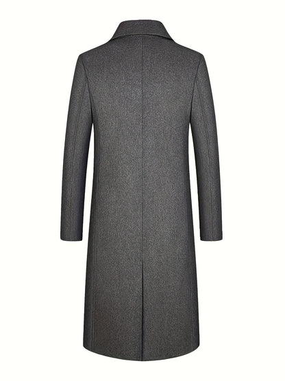 Płaszcz męski z kołnierzem klasycznym kieszeniami z klapkami i grubszą pikowaną podszewką