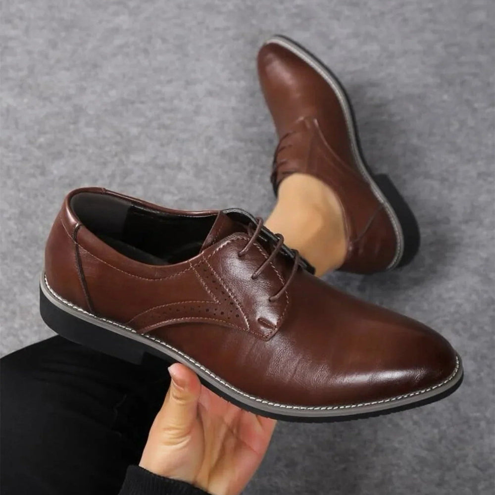 Męskie buty z zamkniętym sznurowaniem, oksfordy biznesowe z perforacją brogue