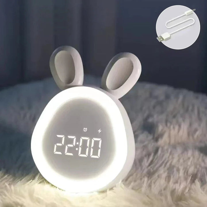 Budzik dla dzieci w kształcie królika z lampką nocną LED – BunniGlow