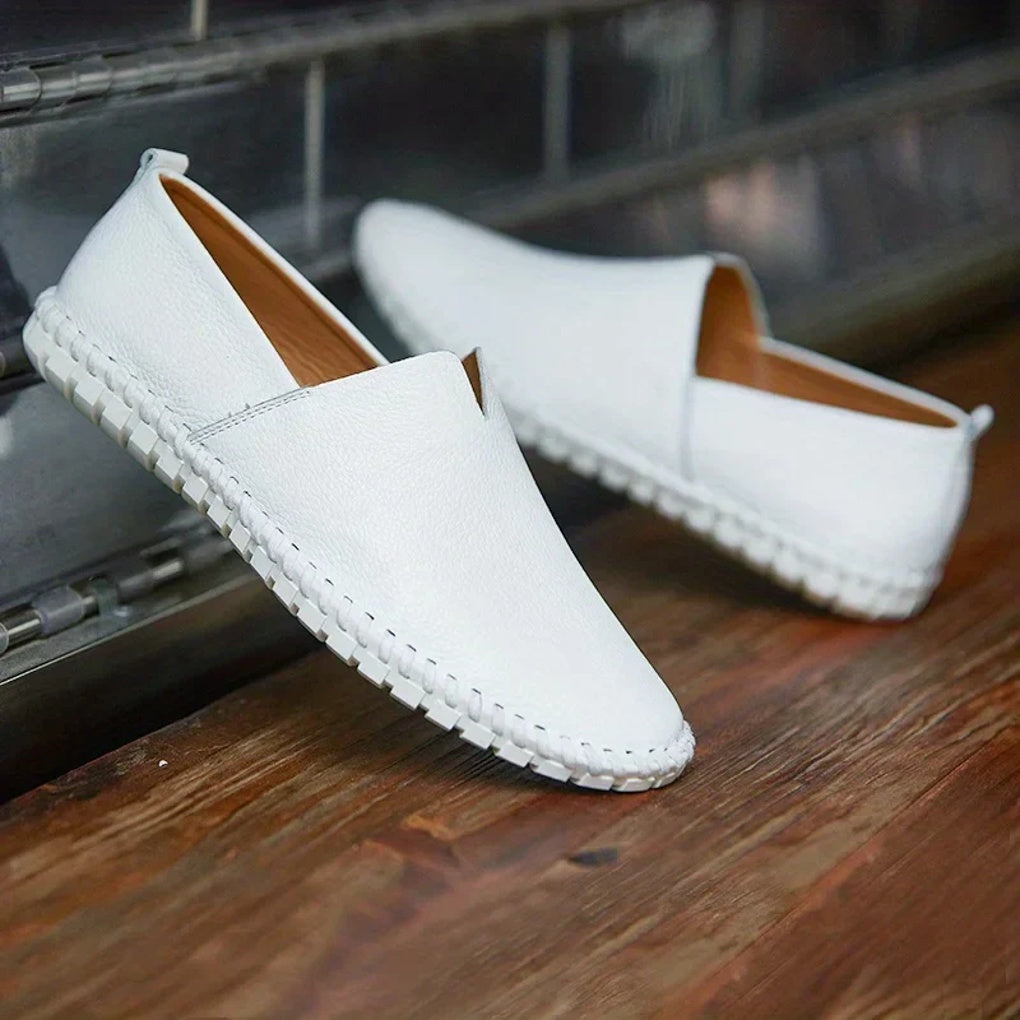 Eleganckie mokasyny Matowe, skórzane pantofle wsuwane