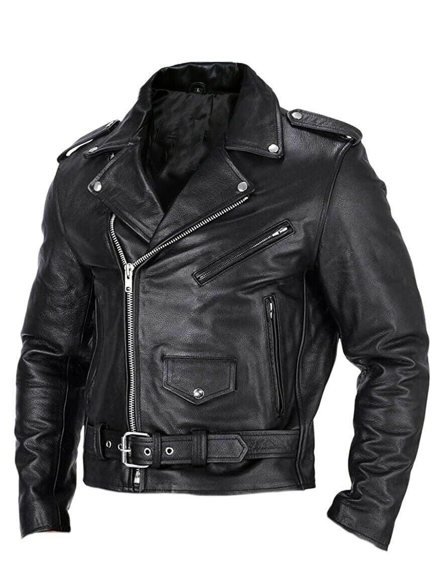Skórzana kurtka motocyklowa męska slim fit ze stójką - Ryder