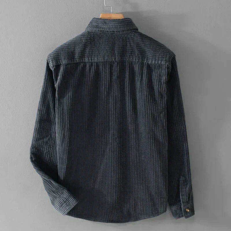 Męska Jesienna Kurtka Typu Overshirt Z Przodu Na Guziki I Kołnierzykiem Klasycznym