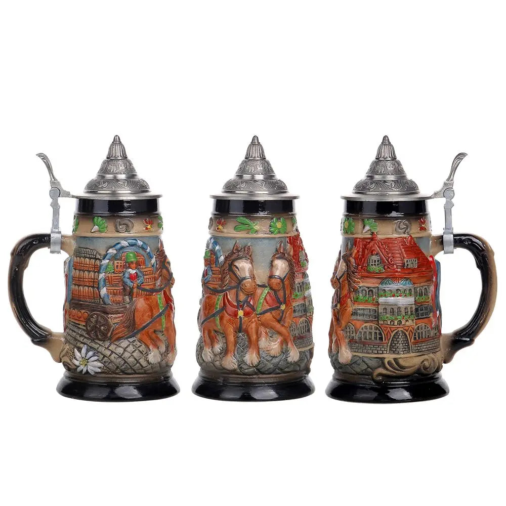 Kufel do piwa z reliefem i cynową pokrywką (0,8 L) – kufel Bavaria Oktoberfest 2025
