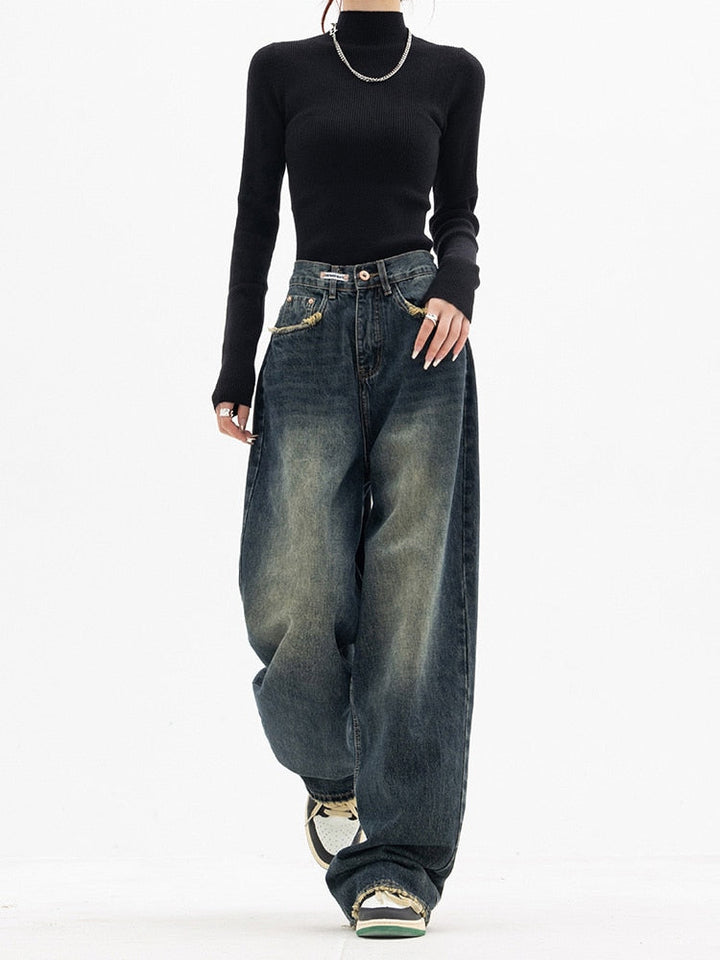 Damskie jeansy baggy w stylu vintage - Aria