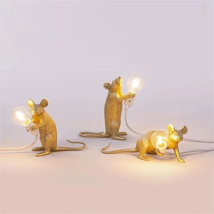 LumiMaus Lampa Stołowa LED | Lampa w Kształcie Myszki w Nowoczesnym Stylu Art Deco dla Klimatycznego Oświetlenia