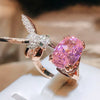 Regulowany pierścionek Hummingbird z kamieniem szlachetnym – cyrkonia, pozłacany 14K