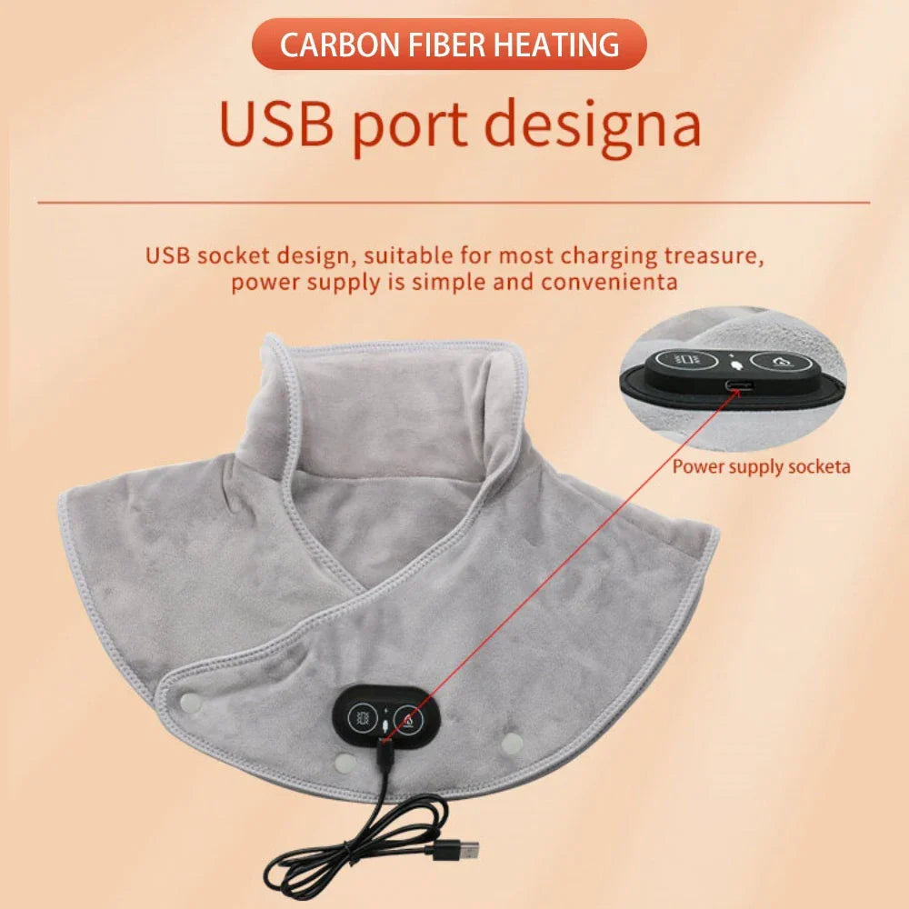Termiczny masażer karku i ramion ThermoLiva | rozgrzewająca poduszka USB z wibracją | 3 poziomy temperatury i timer | miękki pluszowy materiał