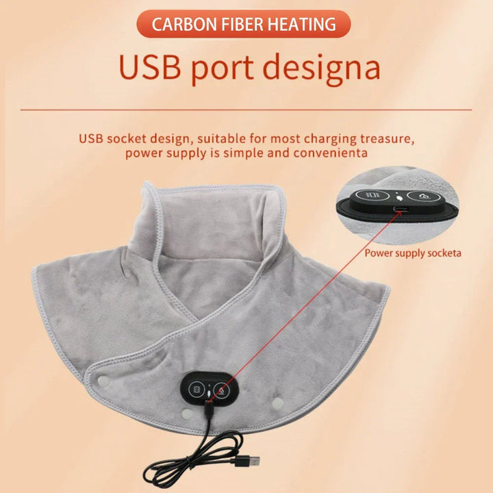 Termiczny masażer karku i ramion ThermoLiva | rozgrzewająca poduszka USB z wibracją | 3 poziomy temperatury i timer | miękki pluszowy materiał