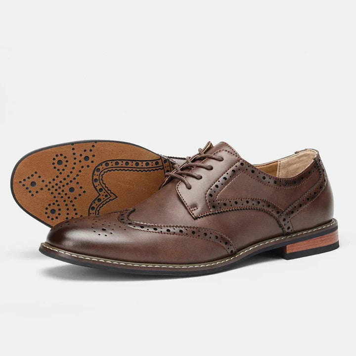 Skórzane Buty Oxford Wingtip Brogue na Sznurowanie