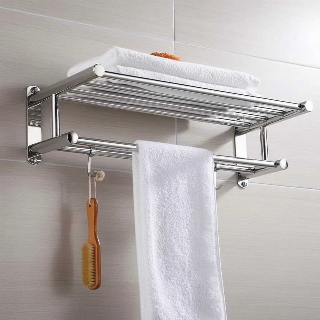 STEELRACK – Oszczędzający Miejsce i Elegancki Wieszak na Ręczniki ze Stali Nierdzewnej