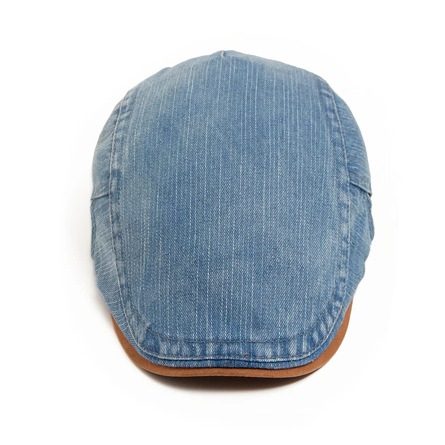 Męska czapka bekówka | Retro jeansowa czapka newsboy