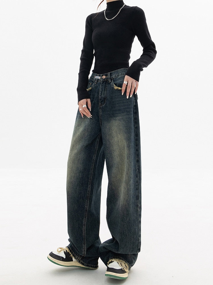 Damskie jeansy baggy w stylu vintage - Aria