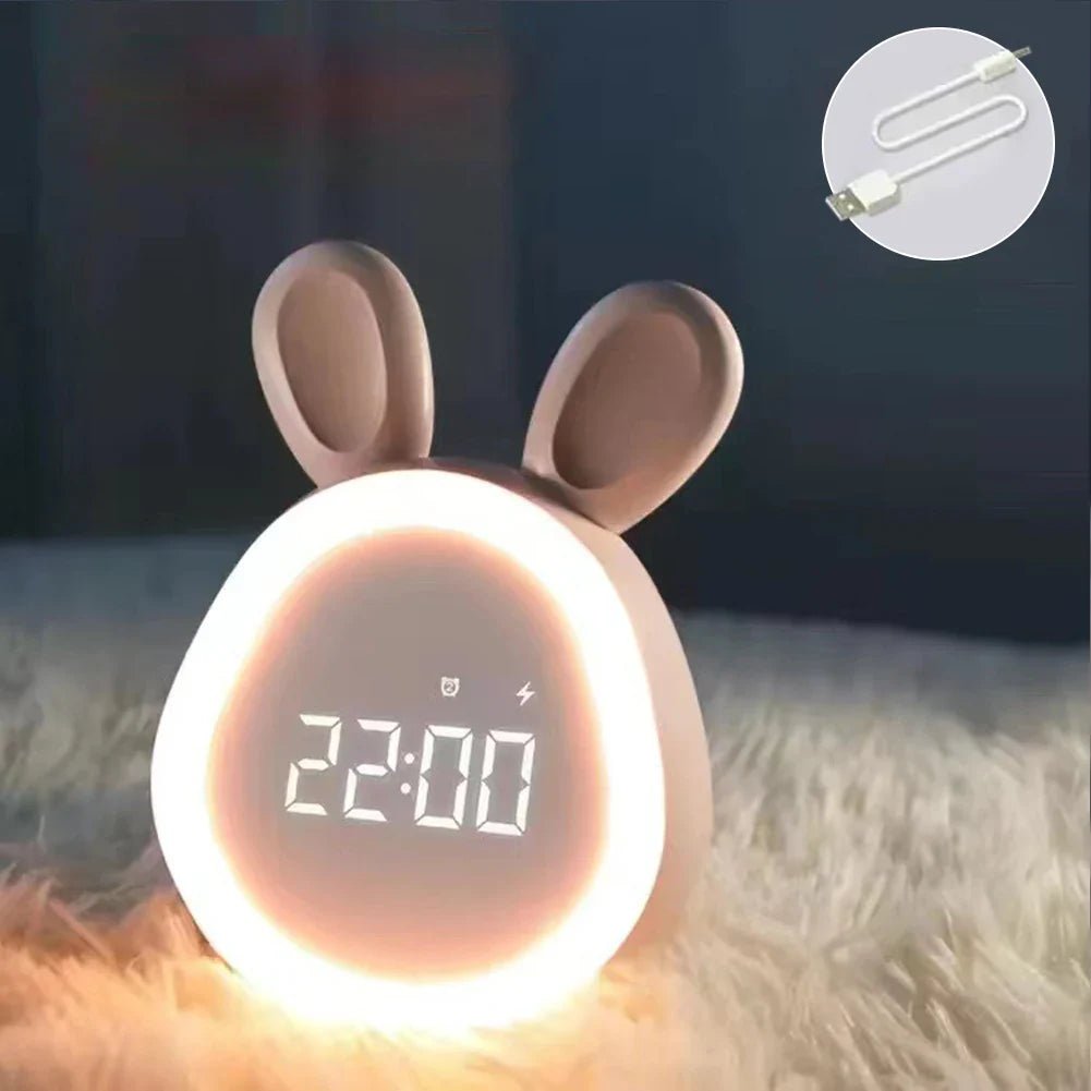 Budzik dla dzieci w kształcie królika z lampką nocną LED – BunniGlow