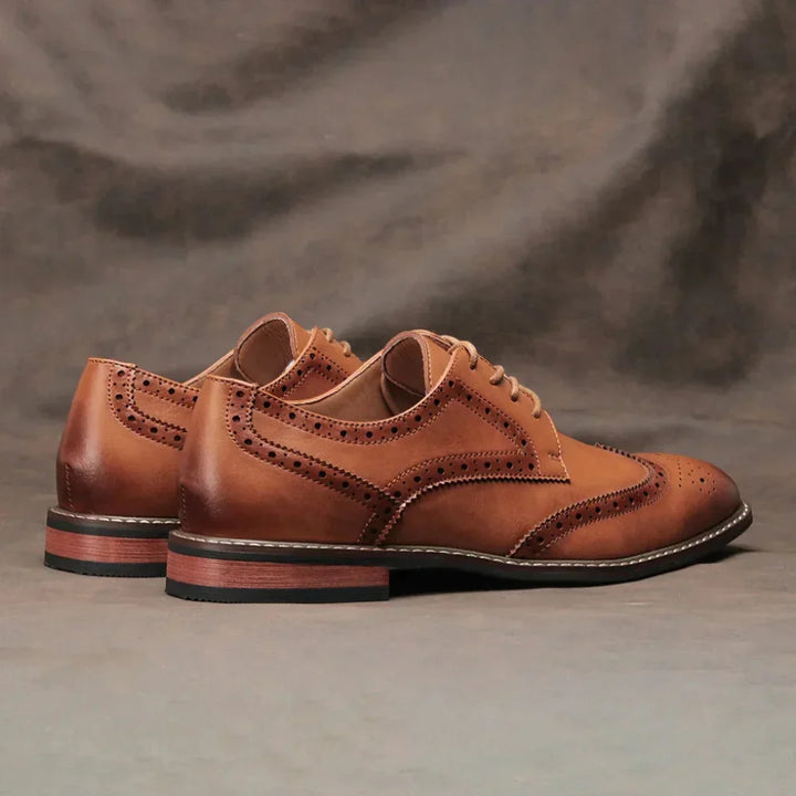 Skórzane Buty Oxford Wingtip Brogue na Sznurowanie