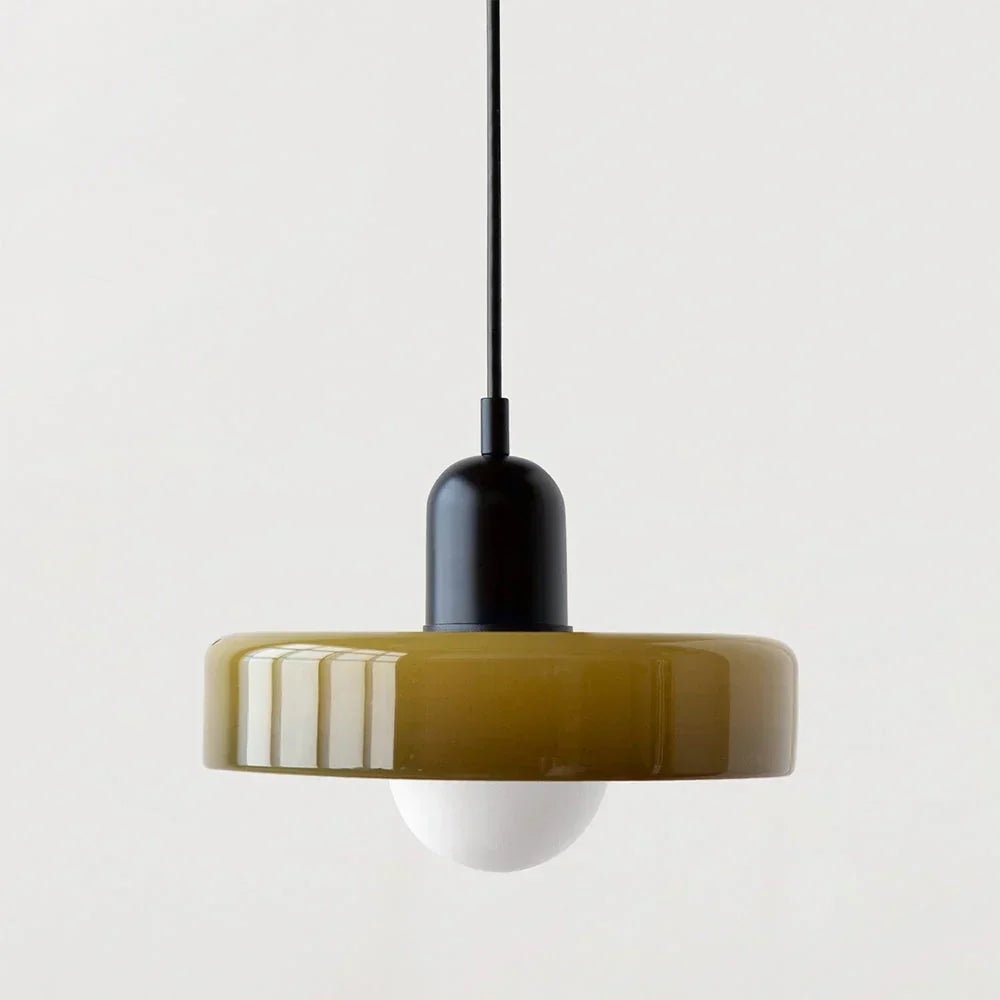 Wisząca lampa Bauhaus z kolorowego szkła