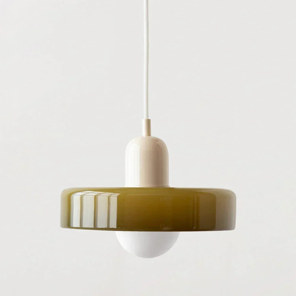 Wisząca lampa Bauhaus z kolorowego szkła