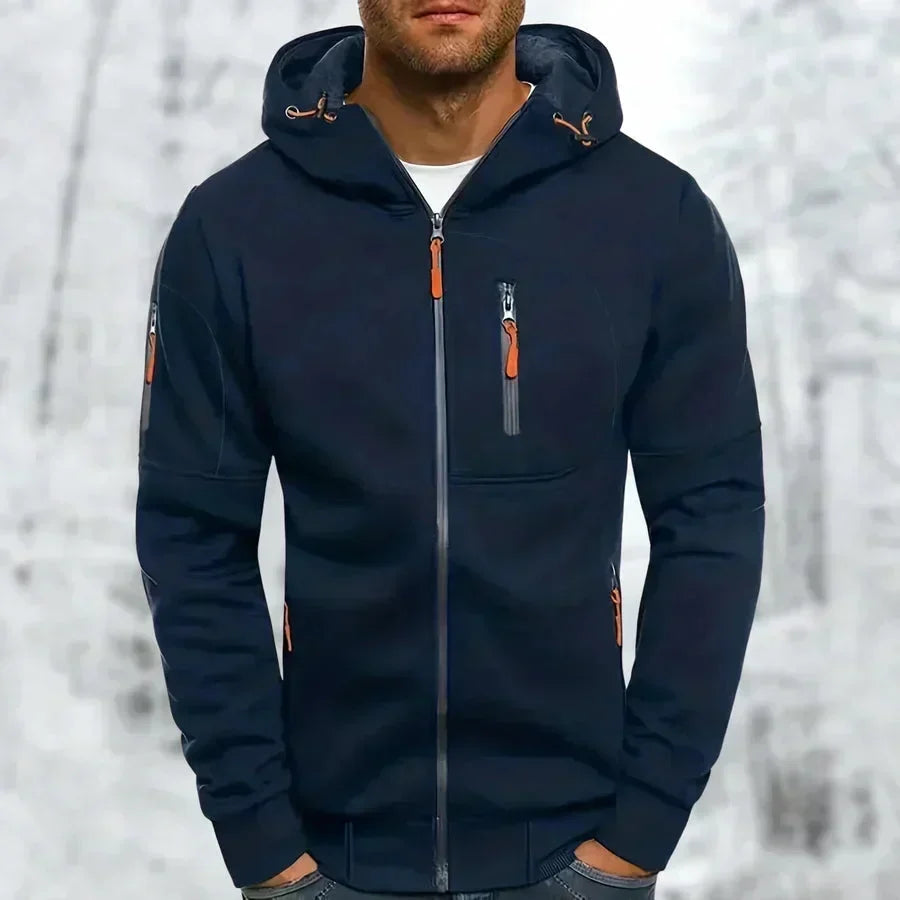 Męska rozpinana bluza z kapturem – żakard z poliestru, luźny krój