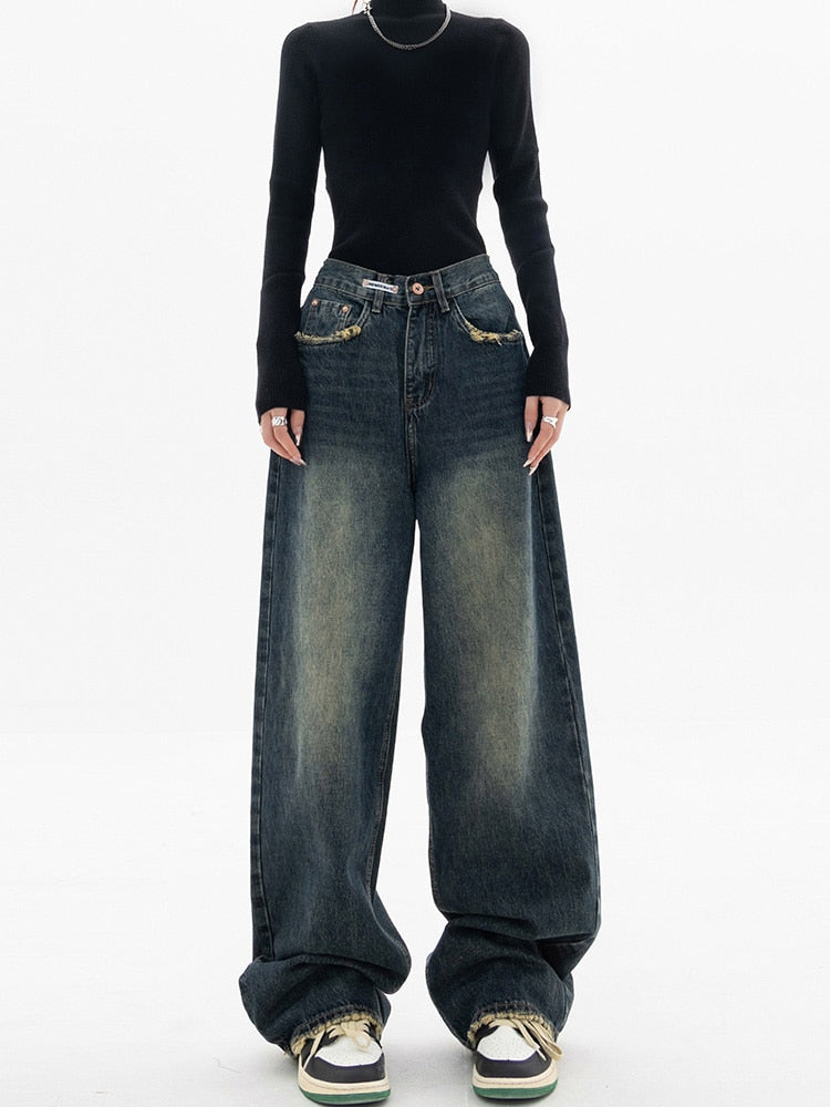 Damskie jeansy baggy w stylu vintage - Aria