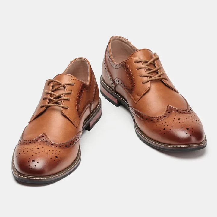 Skórzane Buty Oxford Wingtip Brogue na Sznurowanie