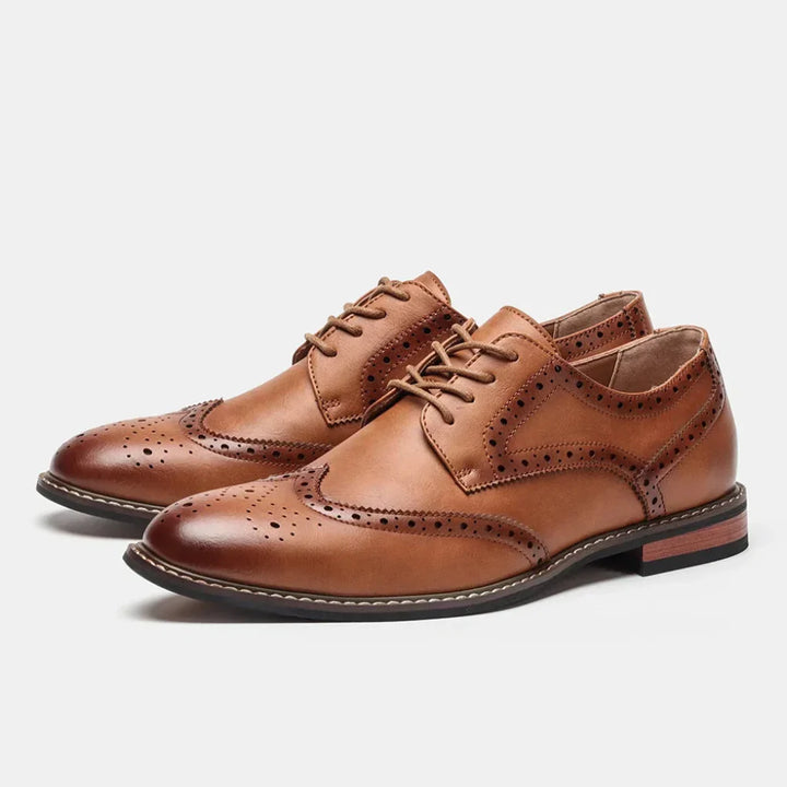 Skórzane Buty Oxford Wingtip Brogue na Sznurowanie