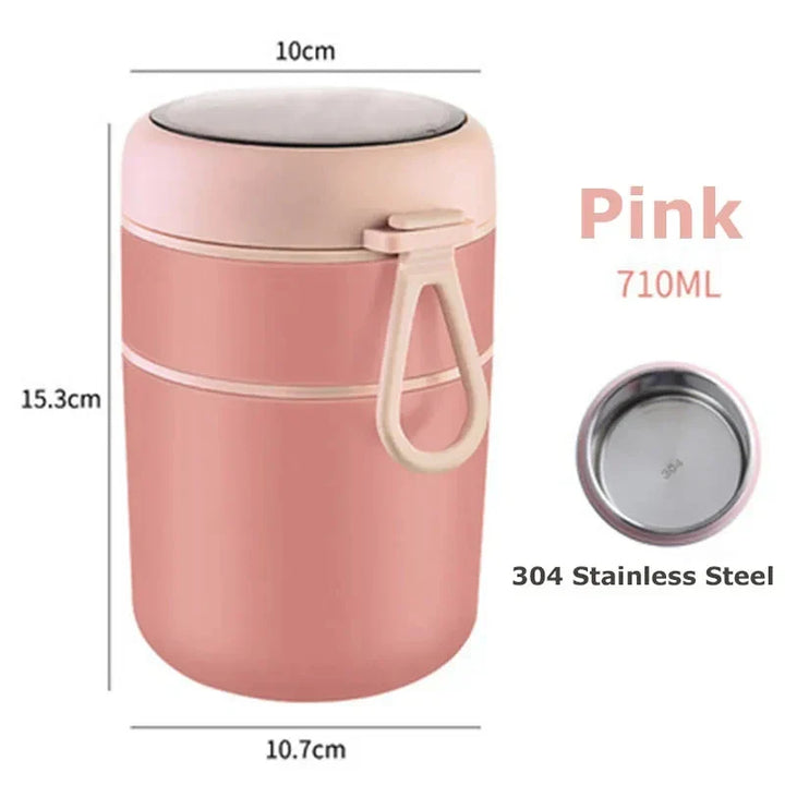 ThermoMeal pojemnik termiczny ze stali nierdzewnej | 530 ml / 710 ml | Izolowany kubek na zupy i obiad | Wodoodporny i trwały
