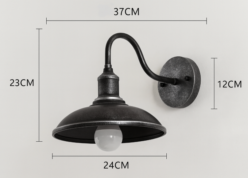 Zewnętrzna lampa ścienna z żelaza w stylu vintage industrialnym LED 1 punkt świetlny