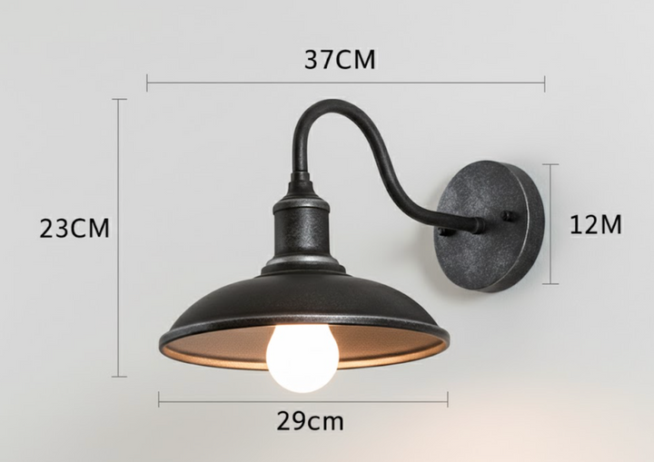Zewnętrzna lampa ścienna z żelaza w stylu vintage industrialnym LED 1 punkt świetlny