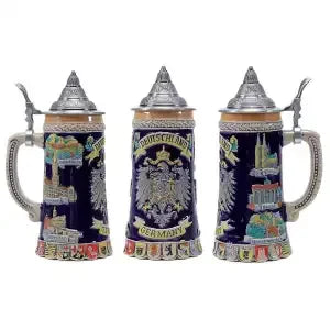 Kufel do piwa z reliefem i cynową pokrywką (0,8 L) – kufel Bavaria Oktoberfest 2025