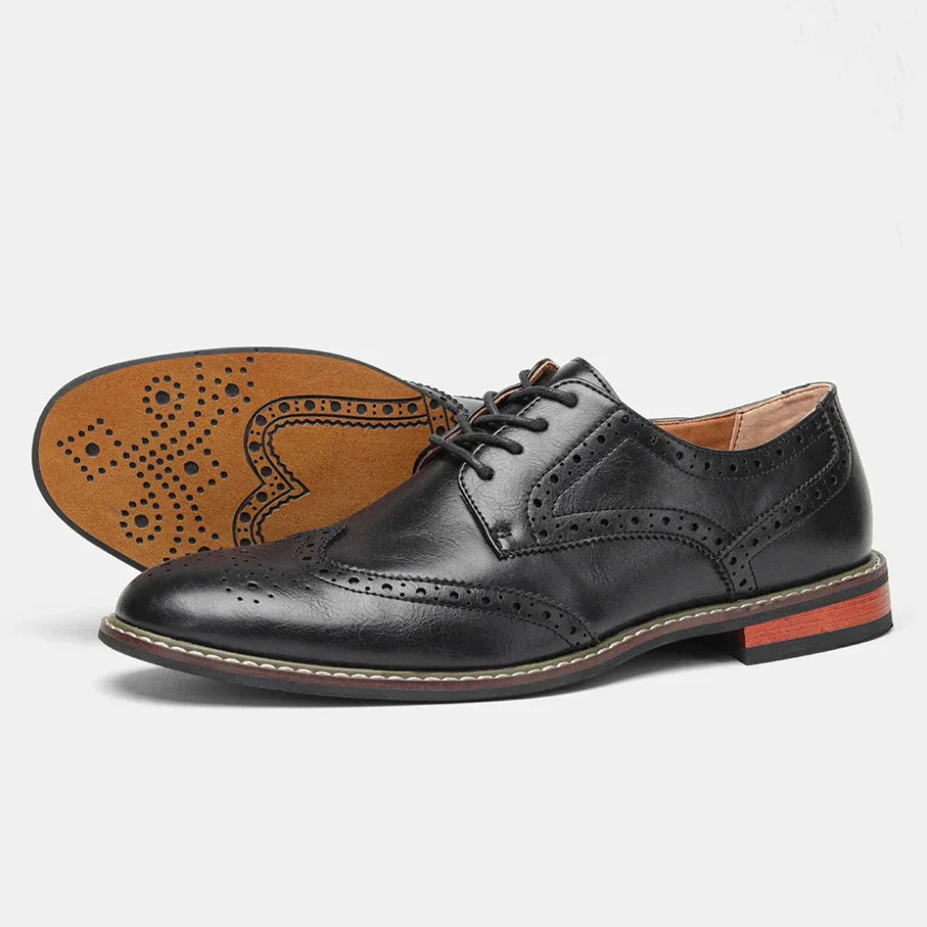 Skórzane Buty Oxford Wingtip Brogue na Sznurowanie