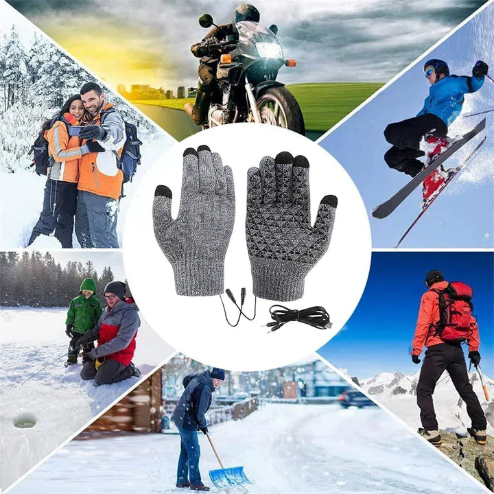 Dziane rękawice ogrzewane przez USB z antypoślizgowym chwytem