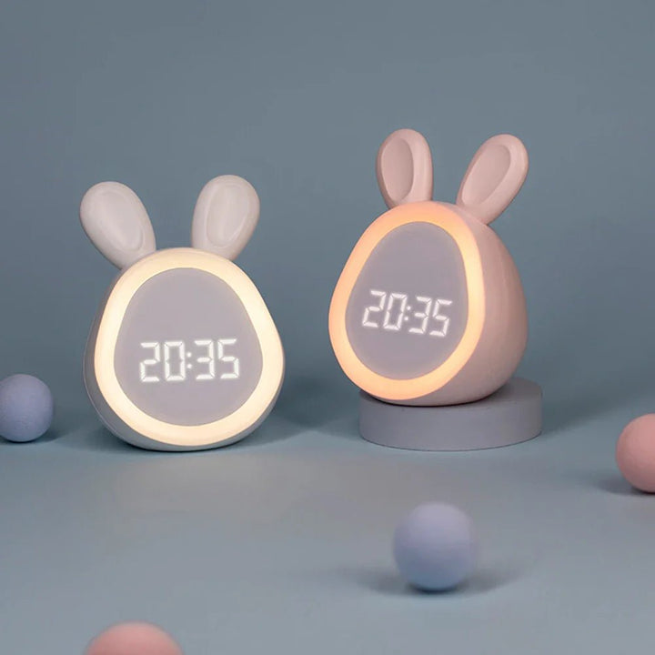 Budzik dla dzieci w kształcie królika z lampką nocną LED – BunniGlow