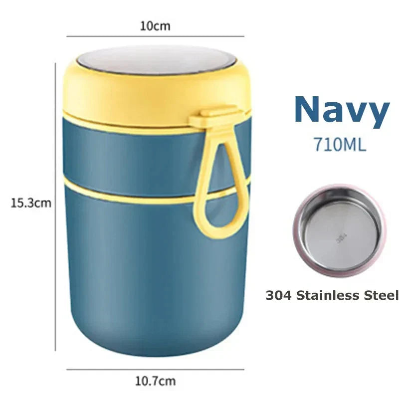 ThermoMeal pojemnik termiczny ze stali nierdzewnej | 530 ml / 710 ml | Izolowany kubek na zupy i obiad | Wodoodporny i trwały