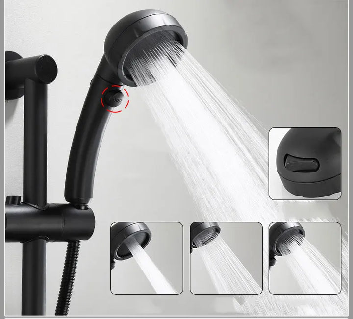 Mosiężna bateria ścienna AquaJet w kolorze czarnym