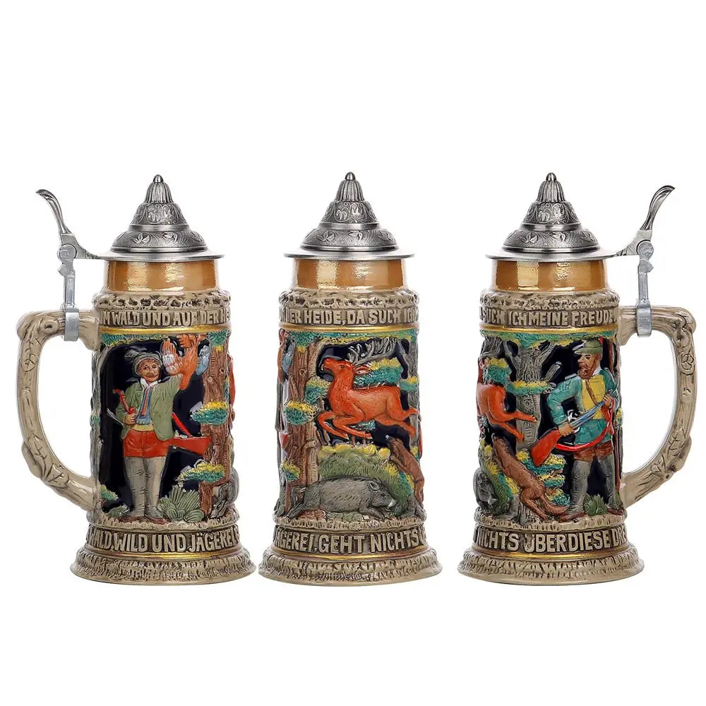 Kufel do piwa z reliefem i cynową pokrywką (0,8 L) – kufel Bavaria Oktoberfest 2025