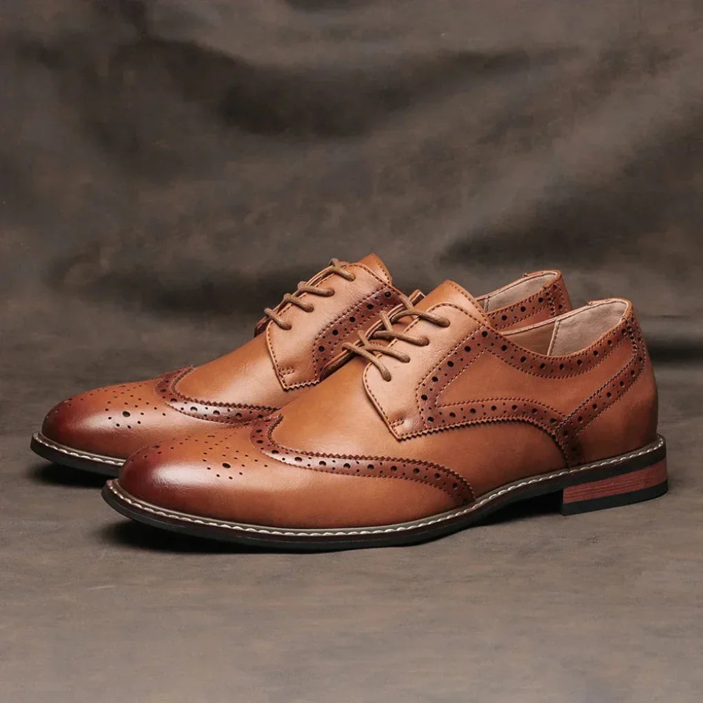 Skórzane Buty Oxford Wingtip Brogue na Sznurowanie