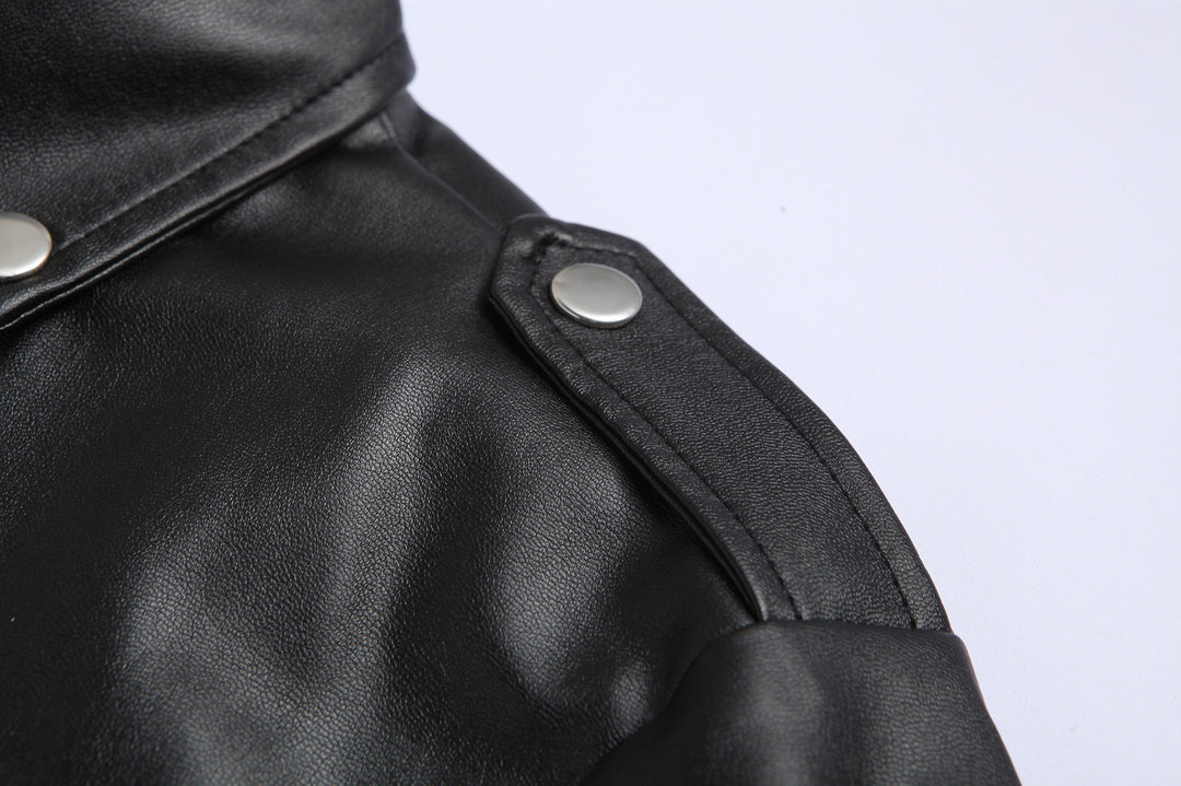 Skórzana kurtka motocyklowa męska slim fit ze stójką - Ryder