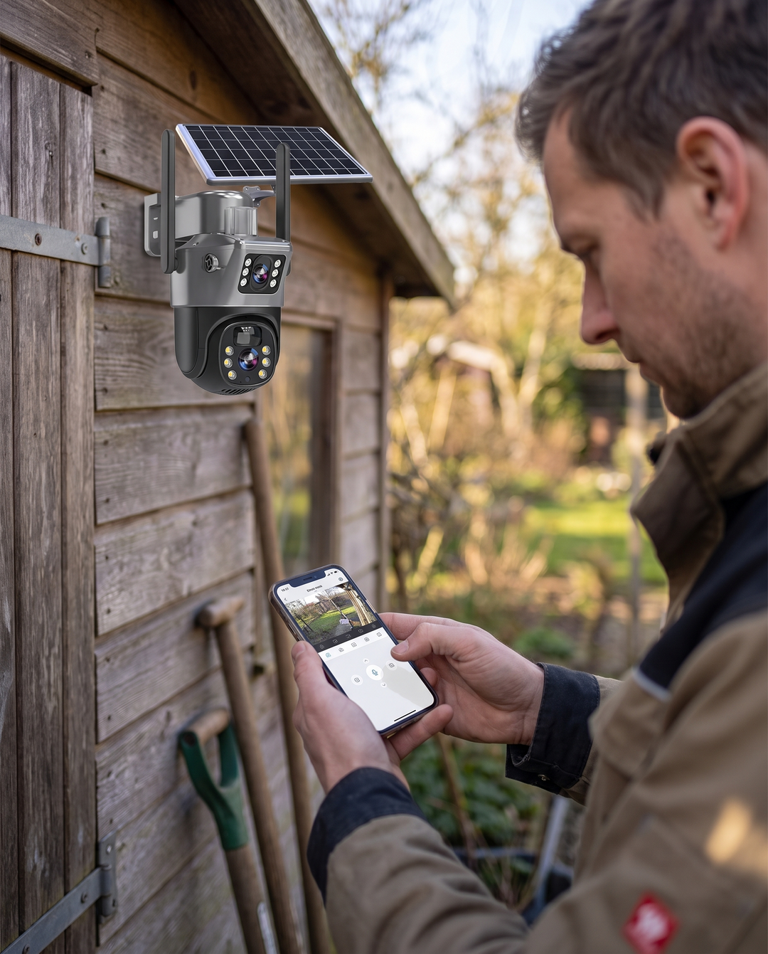 Kamera monitoringu zasilana energią słoneczną z podwójnym obiektywem | 10-krotny zoom, 360° PTZ | 12 000 mAh, IP66