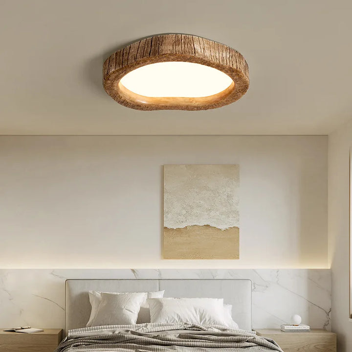 Rustykalna lampa sufitowa LED w drewnianym stylu - Auralog