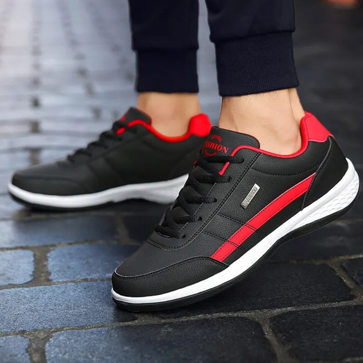 Eleganckie skórzane sneakersy męskie ze sznurowaniem z przodu i bocznym panelem