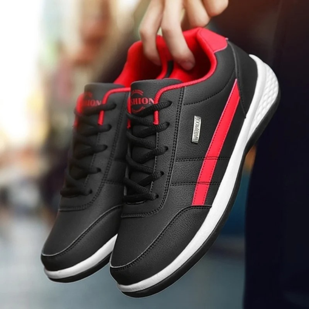 Eleganckie skórzane sneakersy męskie ze sznurowaniem z przodu i bocznym panelem