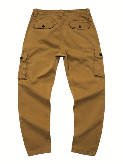 Spodnie męskie cargo z długą linią kieszeniami cargo i klasycznym zapięciem