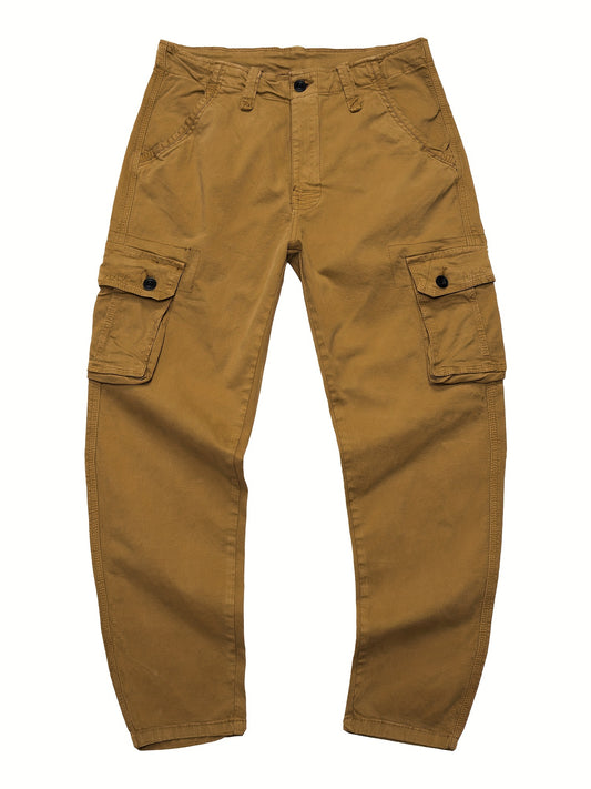 Spodnie męskie cargo z długą linią kieszeniami cargo i klasycznym zapięciem