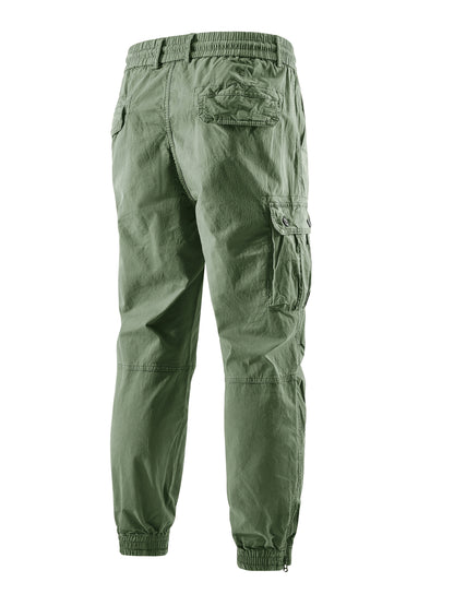 Spodnie męskie cargo z elastyczną talią kieszeniami cargo i ściągaczami na dole
