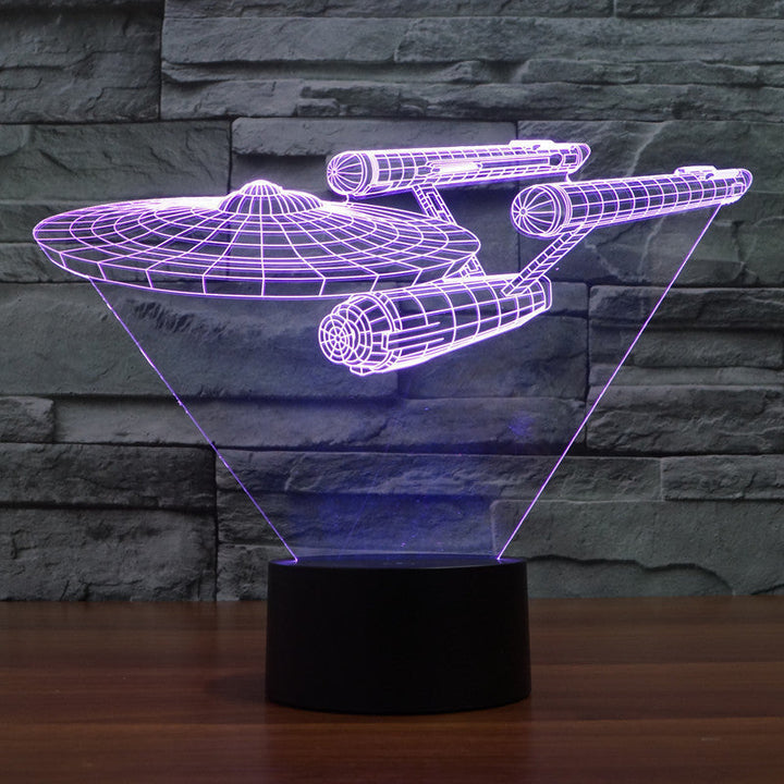 Lampa iluzji 3D Star Trek | Unosząca się Enterprise | Wielokolorowe światło LED | Wysokość 20 cm