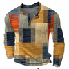 Męska bluza henley z listwą guzikową i geometrycznym wzorem