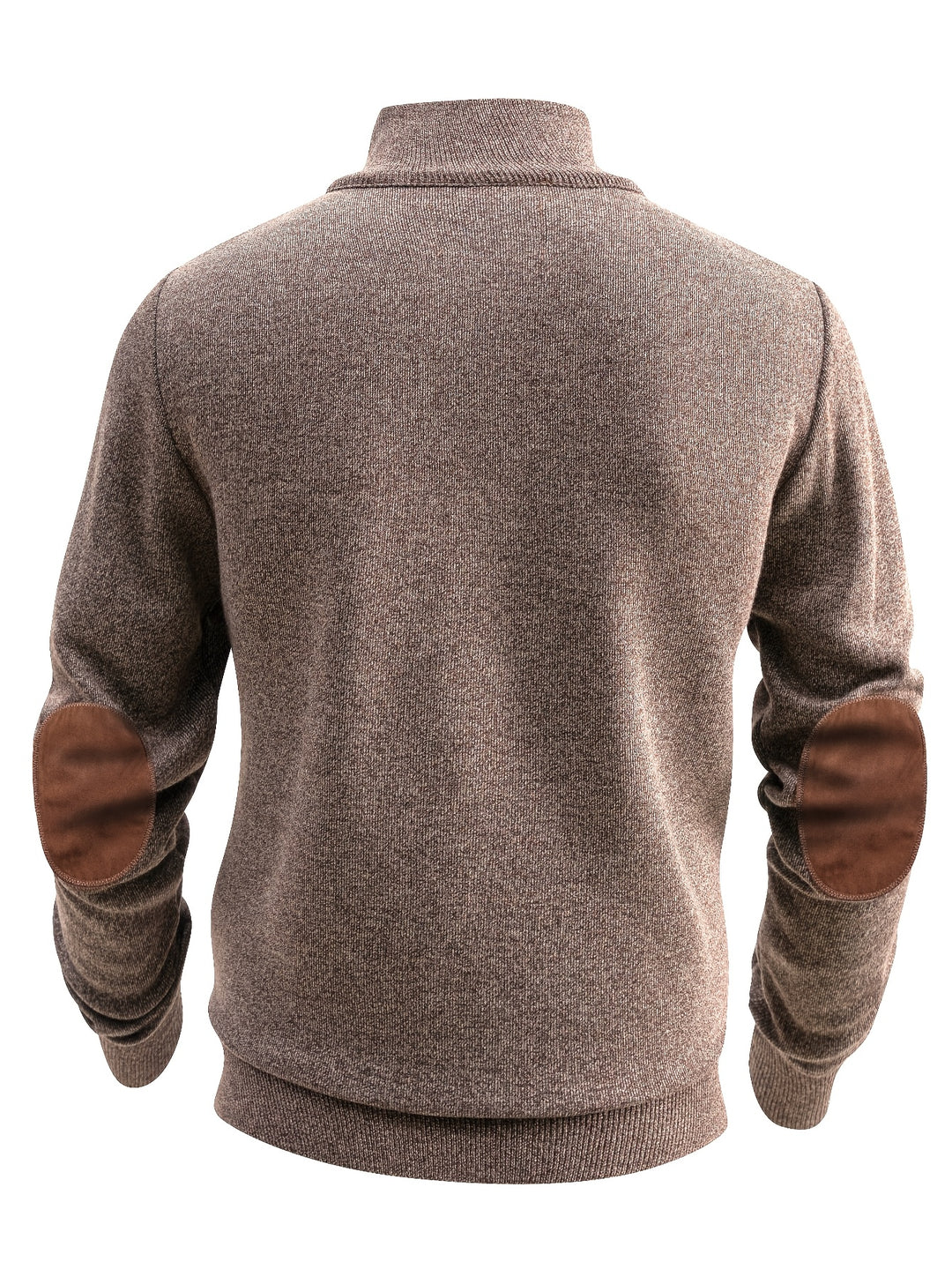 Sweter męski ze stójką z drobnym splotem i owalnymi panelami na rękawach