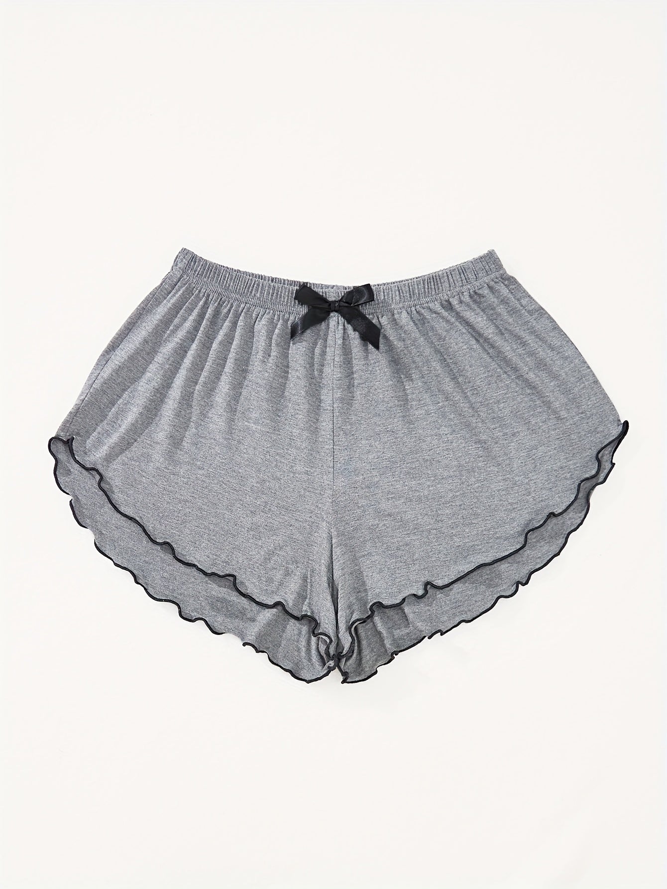 Szorty damskie z elastycznym pasem i falistym wykończeniem