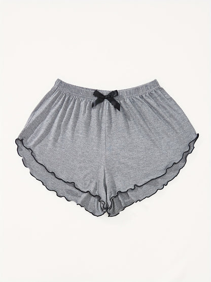 Szorty damskie z elastycznym pasem i falistym wykończeniem